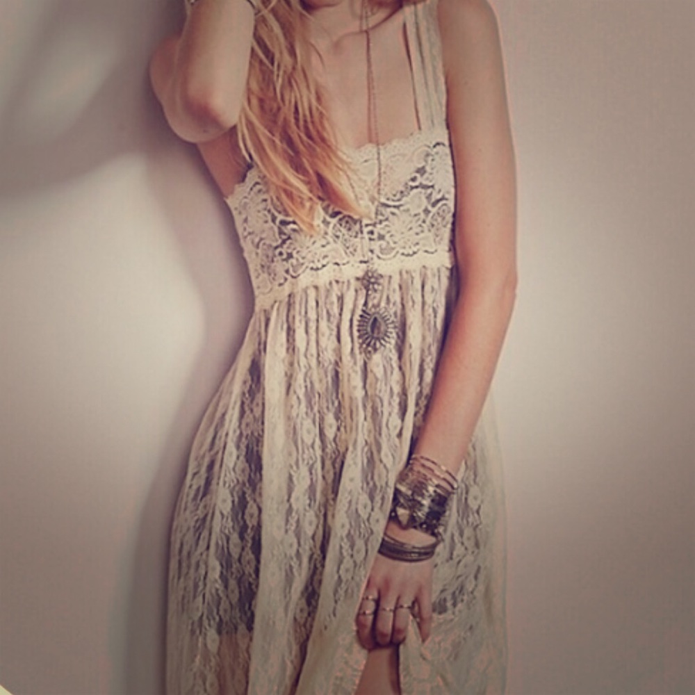 Free People Sheer Lace Boho Dress